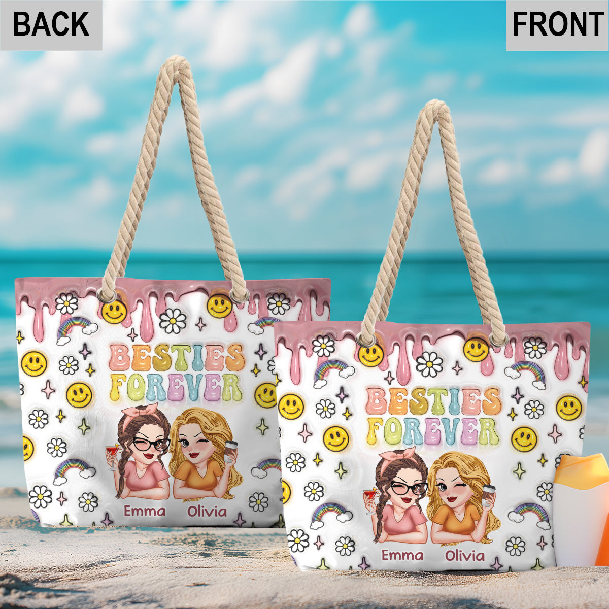 Besties Forever - Personalized Bestie Beach Bag