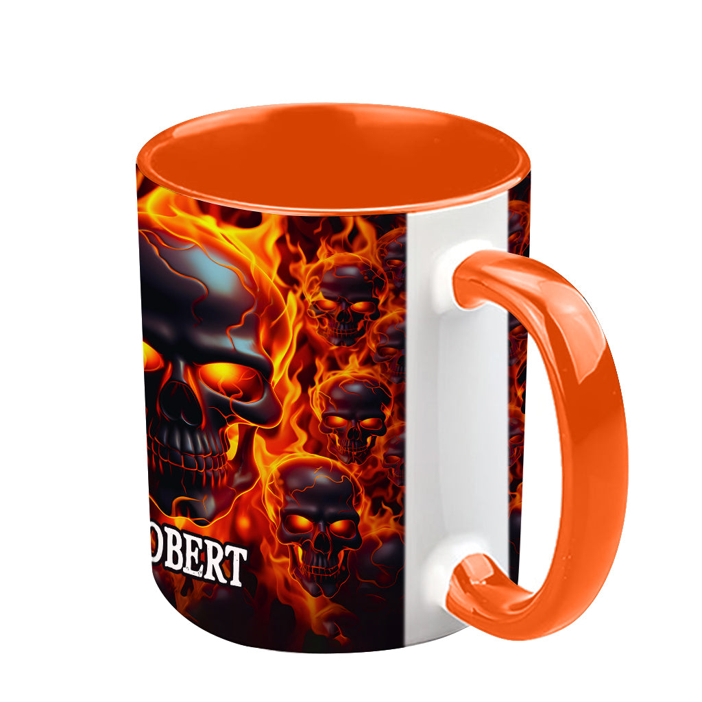 Melted Skull On Fire - Personalized Skull Accent Mug