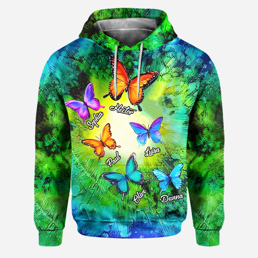 Love Being Grandma Beautiful Butterflies - Personalized Grandma Hoodie and Leggings