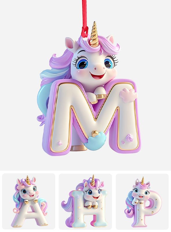 Cute Unicorn Letter Ornament - Personalized Kid Ornament