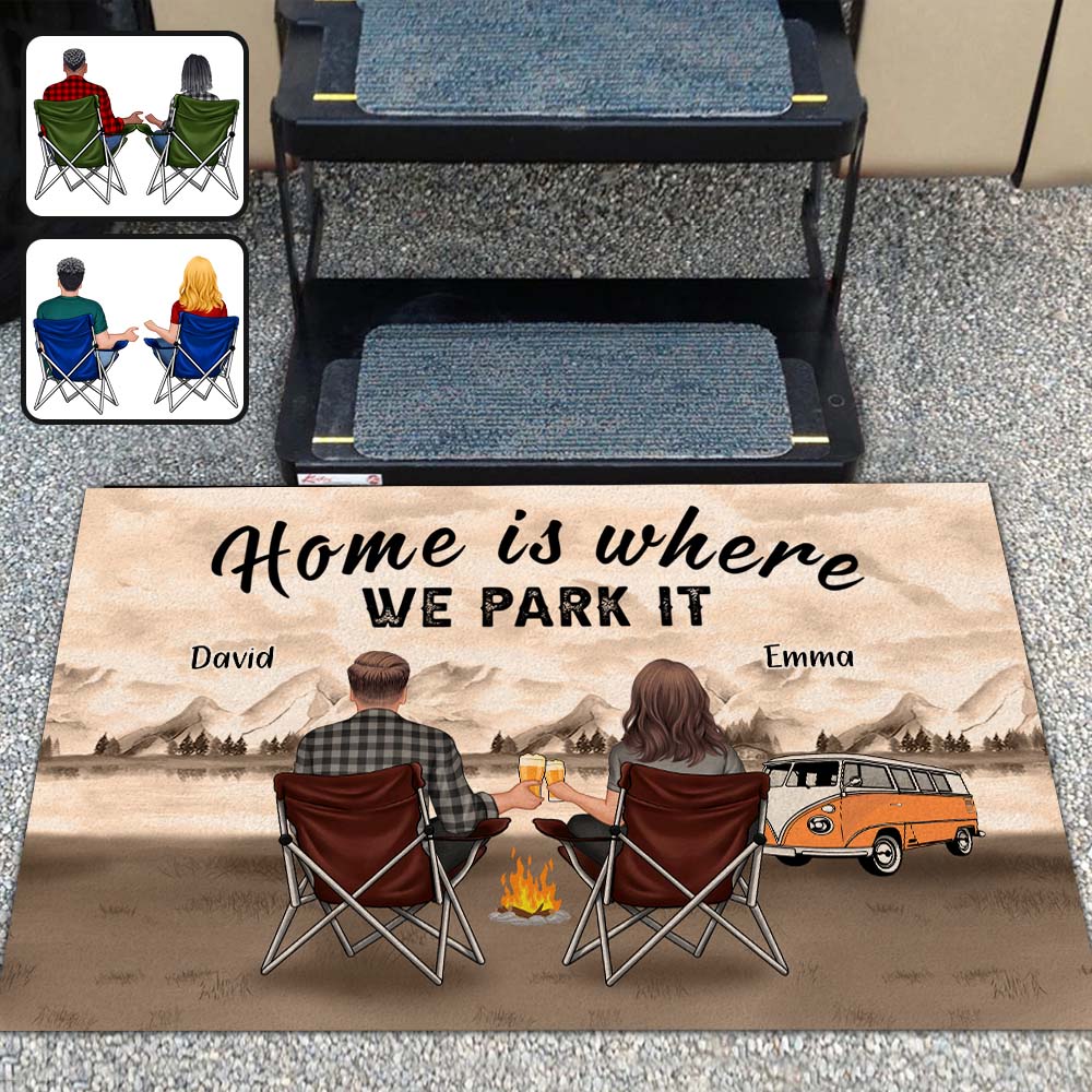 Home Is Where We Park It - Personalized Camping Doormat