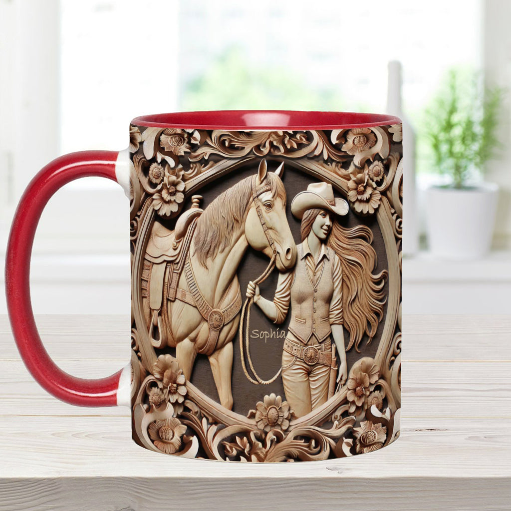 A Girl And Her Horse - Personalized Horse Accent Mug