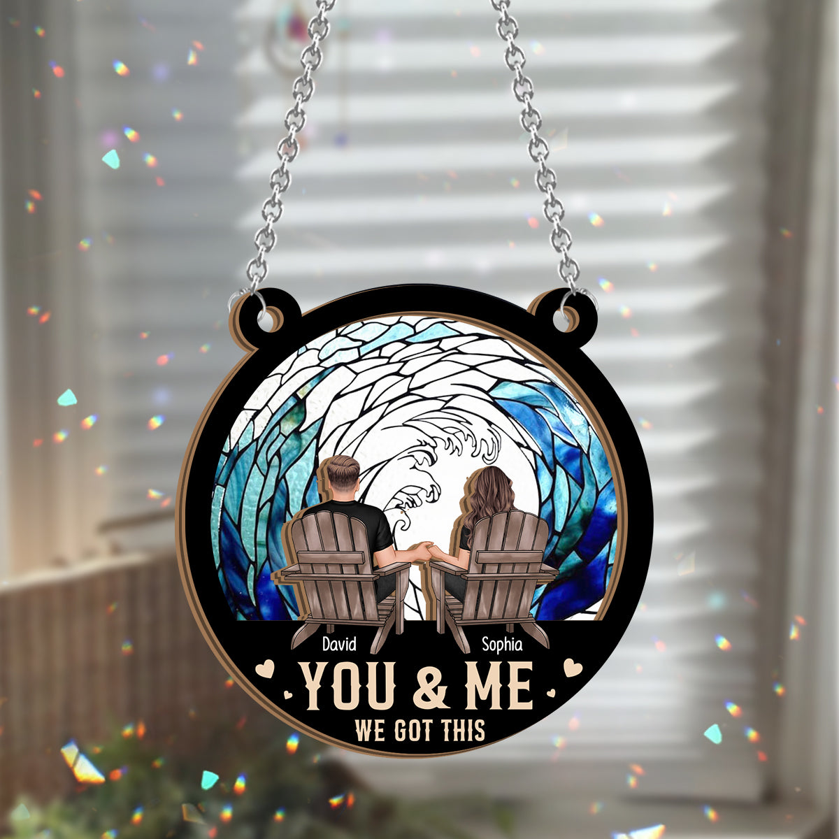You & Me, We Got This - Personalized Couple 2 Layered Window Hanging Suncatcher