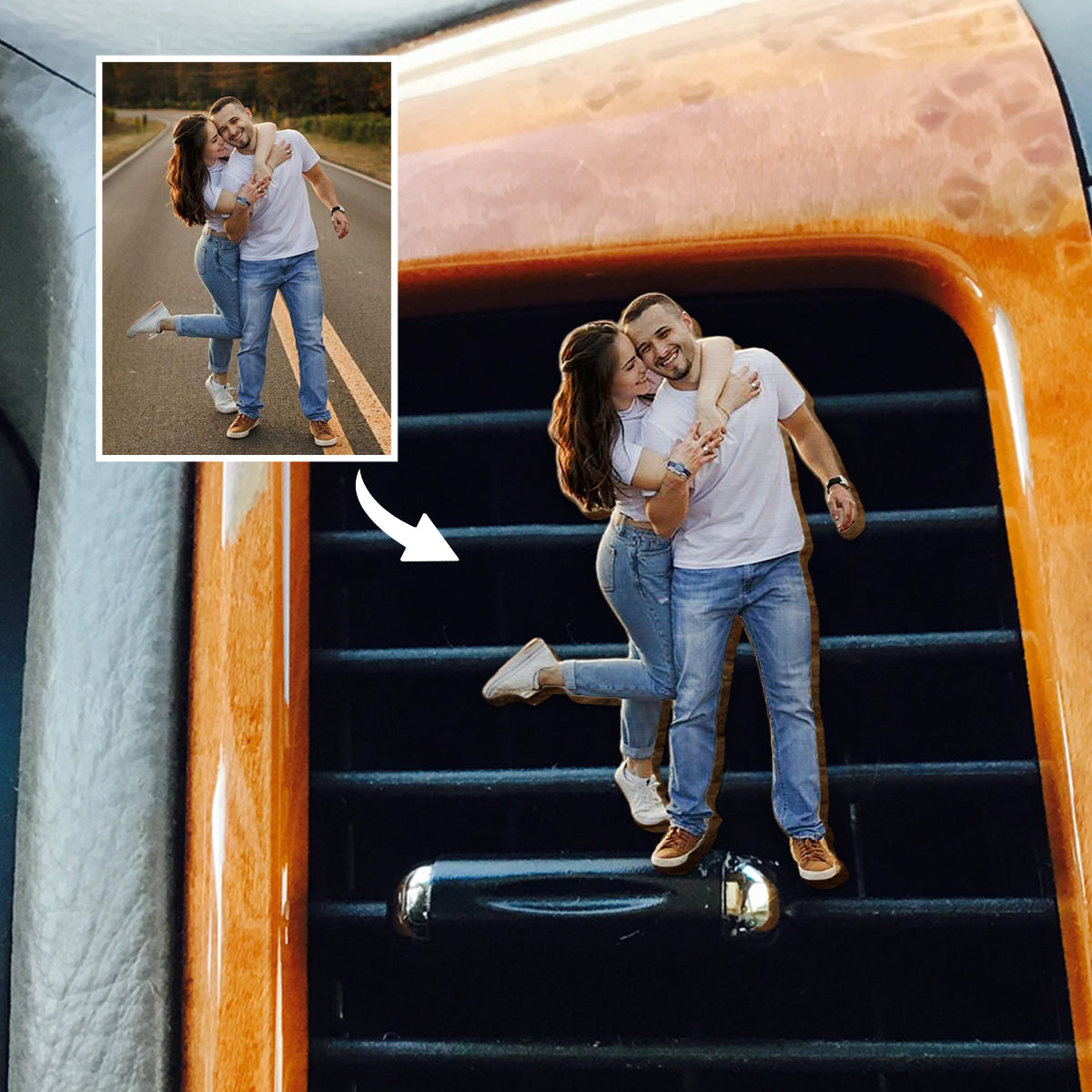 I Love You To The Moon And Back - Personalized Couple Shaped Car Visor Clip