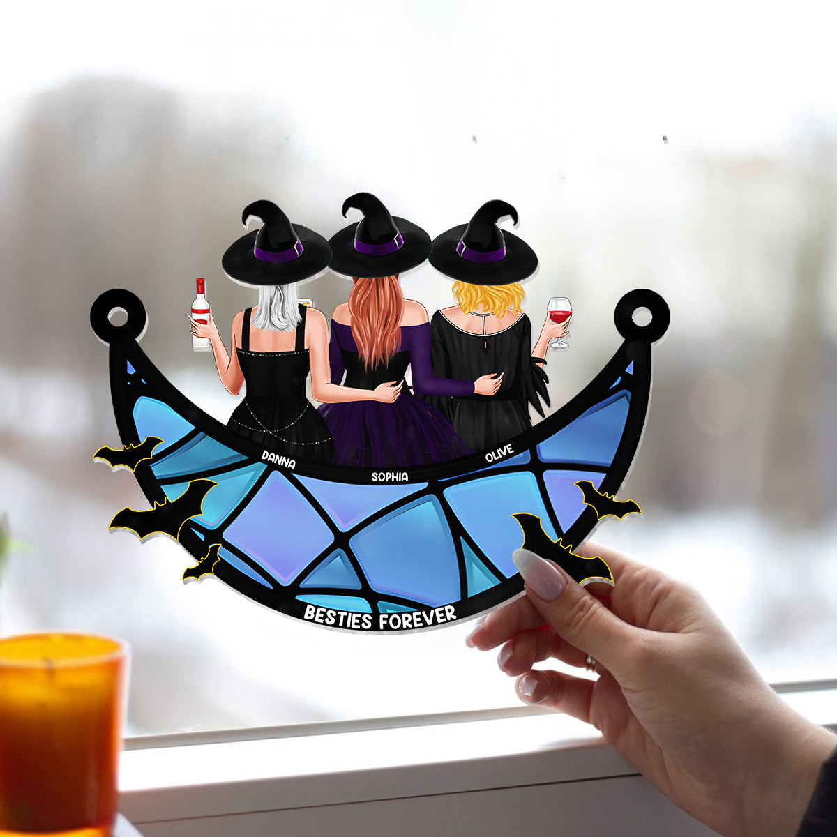 Besties Forever Witch Style - Personalized Bestie Window Hanging Suncatcher Ornament