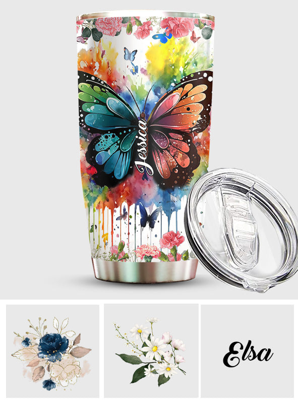 Gobelet papillon personnalisé, version aquarelle colorée