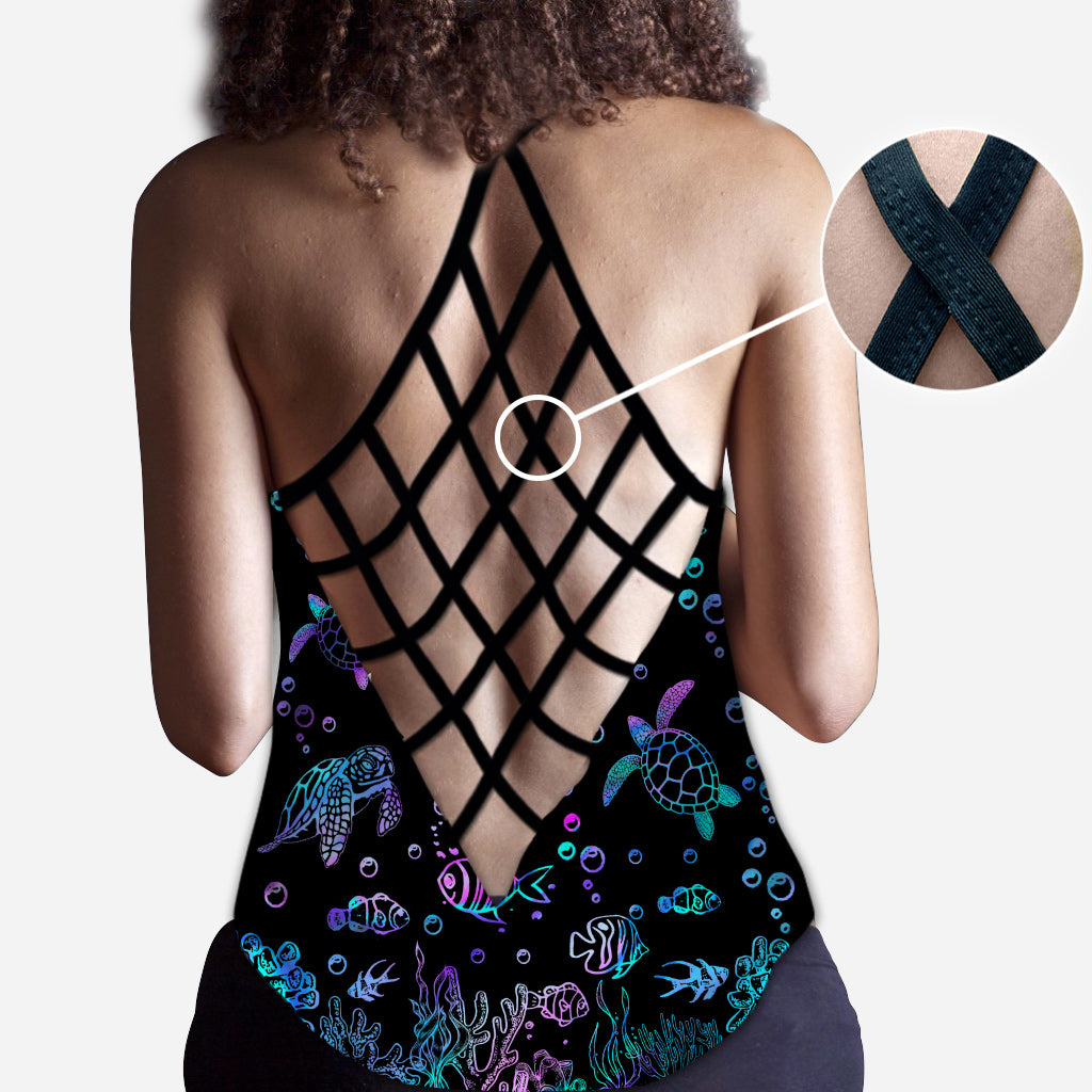 Sea Turtles - Personalized Turtle Cross Tank Top