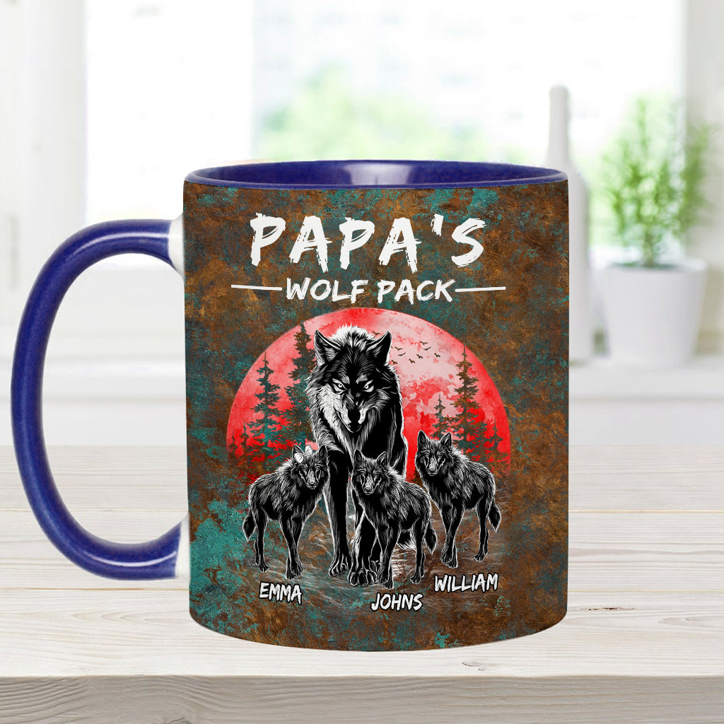 Grandpa's Wolf Pack - Personalized Father Accent Mug