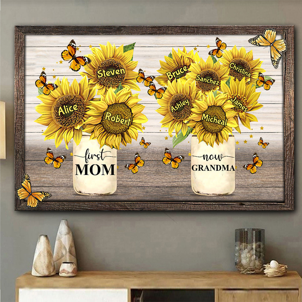 First Mom Now Grandma - Personalized Grandma Canvas And Poster