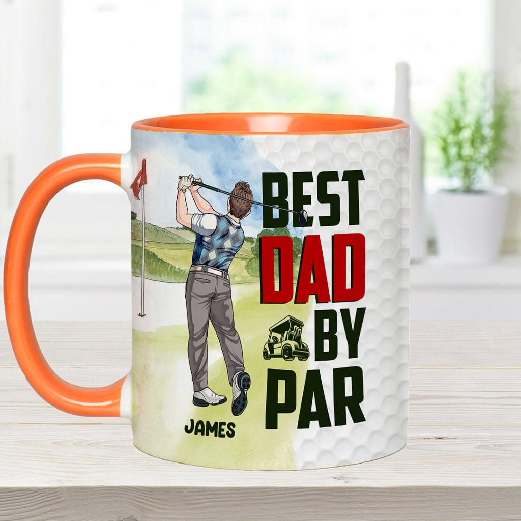 Best Dad by Par - Personalized Golf Accent Mug