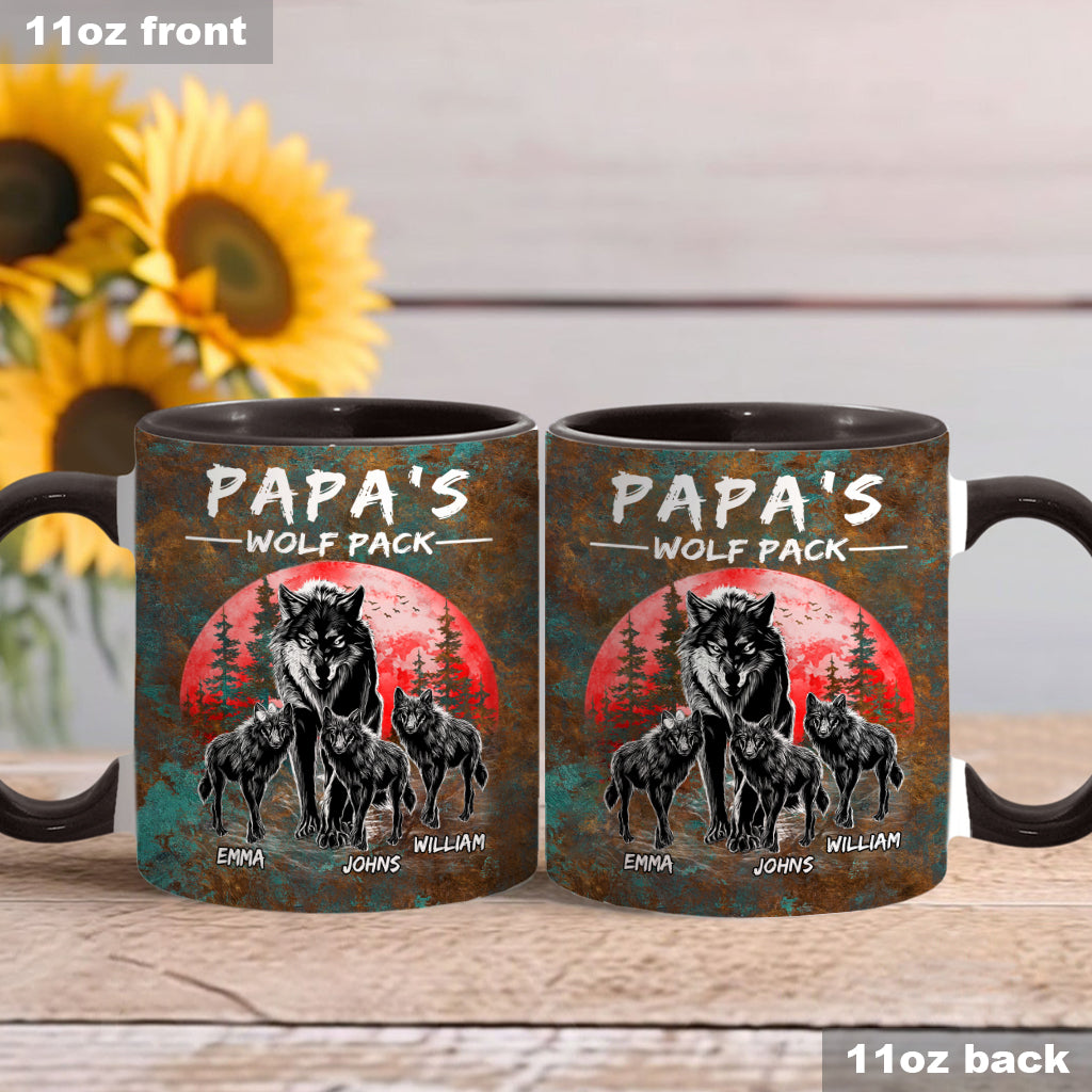 Grandpa's Wolf Pack - Personalized Father Accent Mug