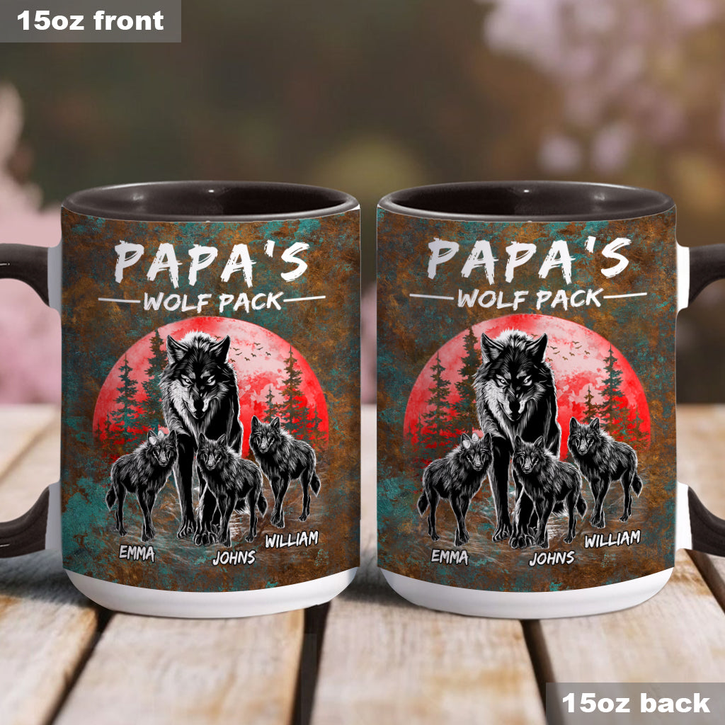 Grandpa's Wolf Pack - Personalized Father Accent Mug