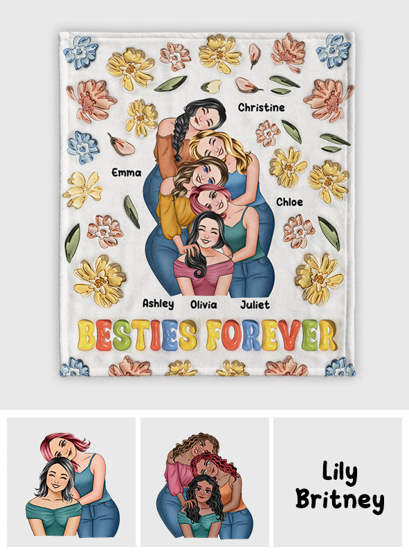 Besties Forever Floral Style - Personalized Bestie Blanket