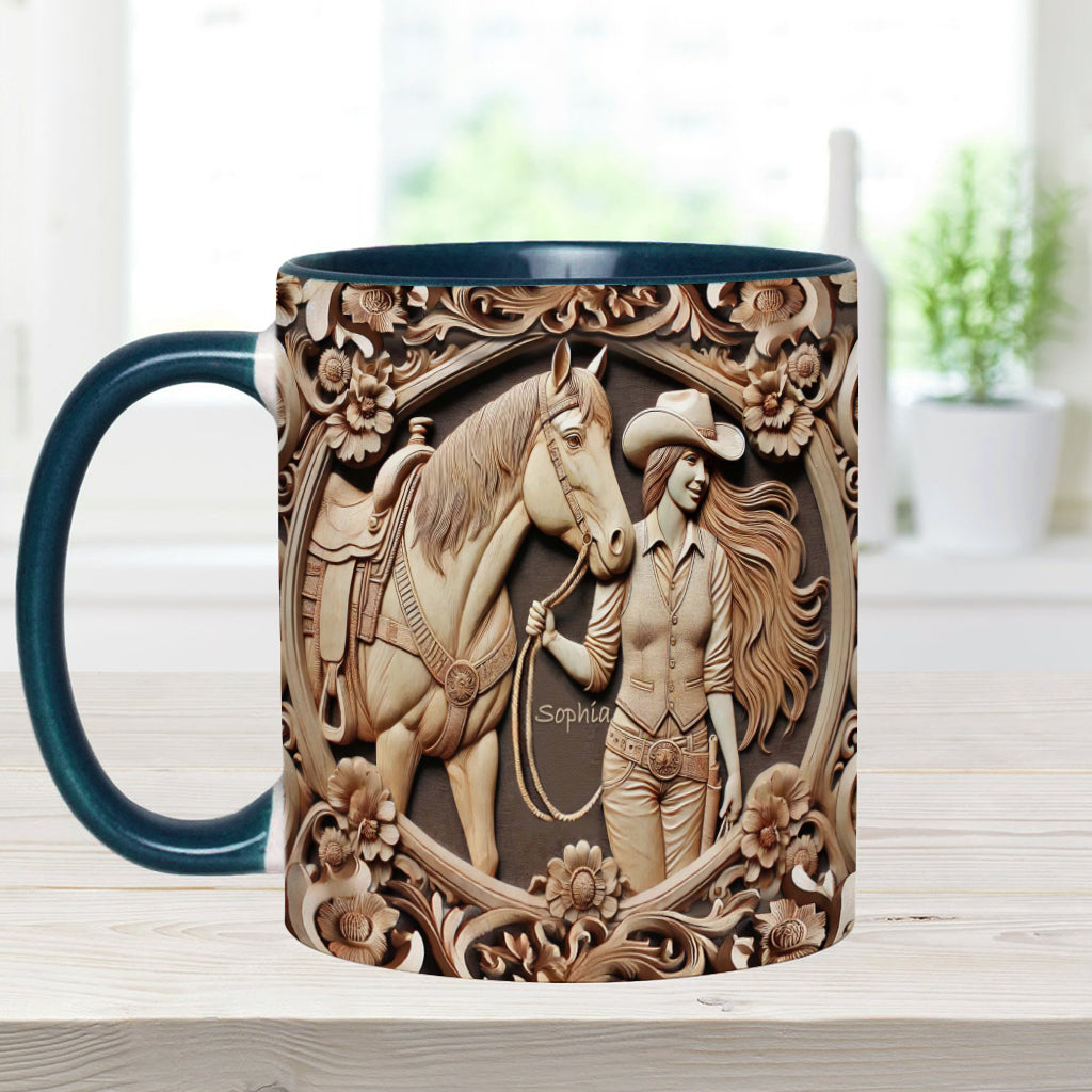 A Girl And Her Horse - Personalized Horse Accent Mug