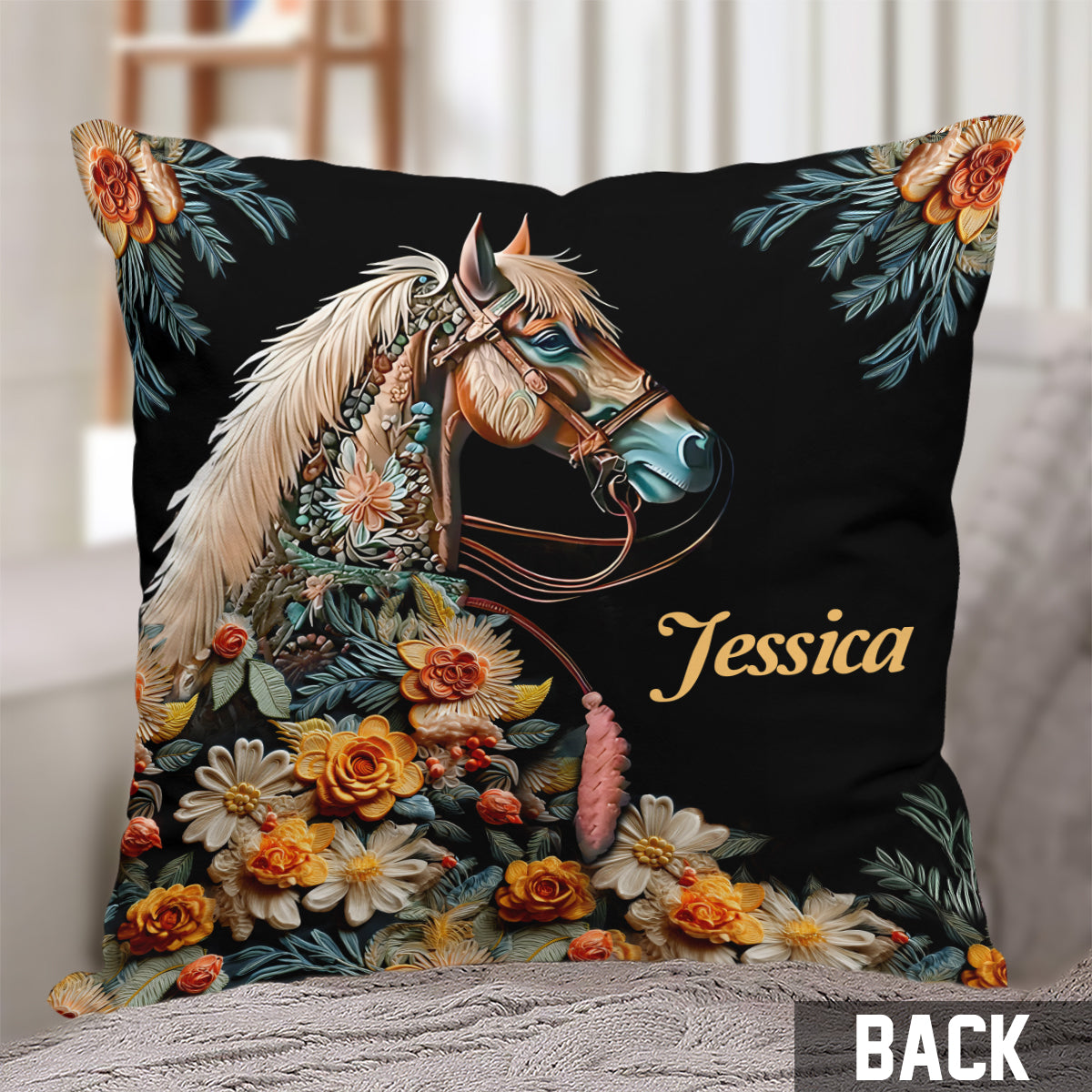 Love Horses - Personalized Horse Throw Pillow