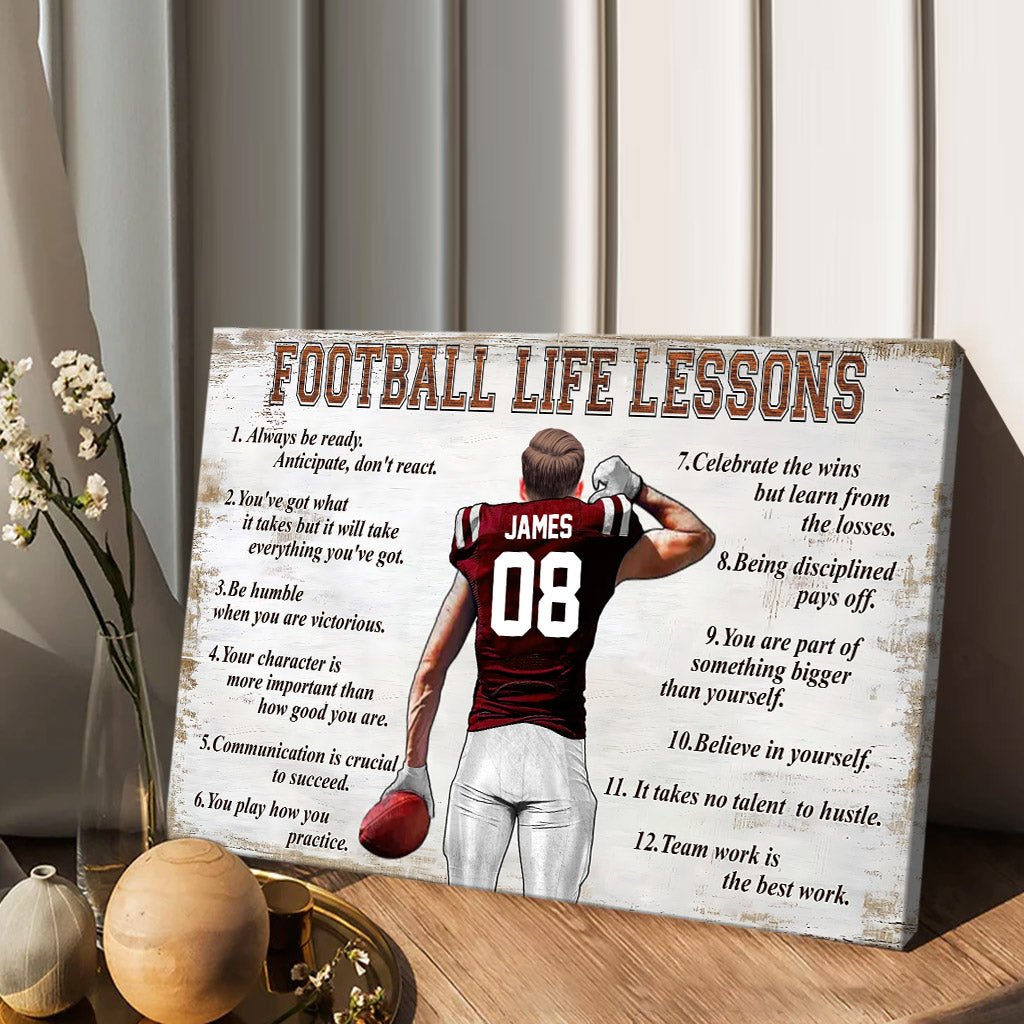 Football Life Lessons - Personalized Football Canvas And Poster