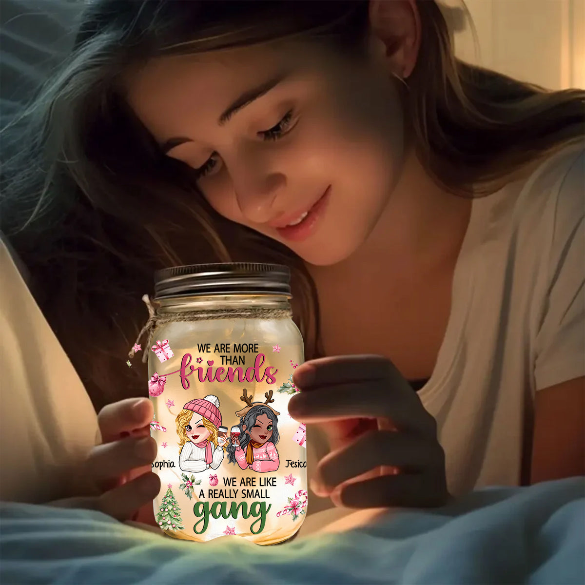We Are More Than Friends We Are Like A Really Small Gang - Personalized Bestie Mason Jar Light