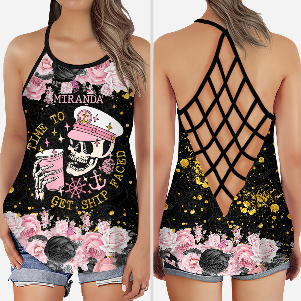 Time To Get Ship Faced - Personalized Cruising Cross Tank Top and Leggings