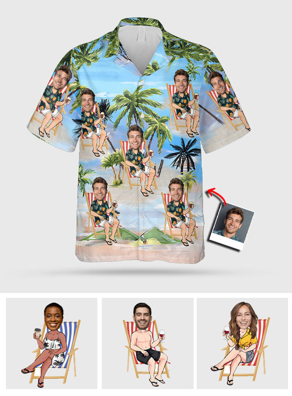 Any Face Palm Tree - Personalized Sea Lover Hawaiian Shirt