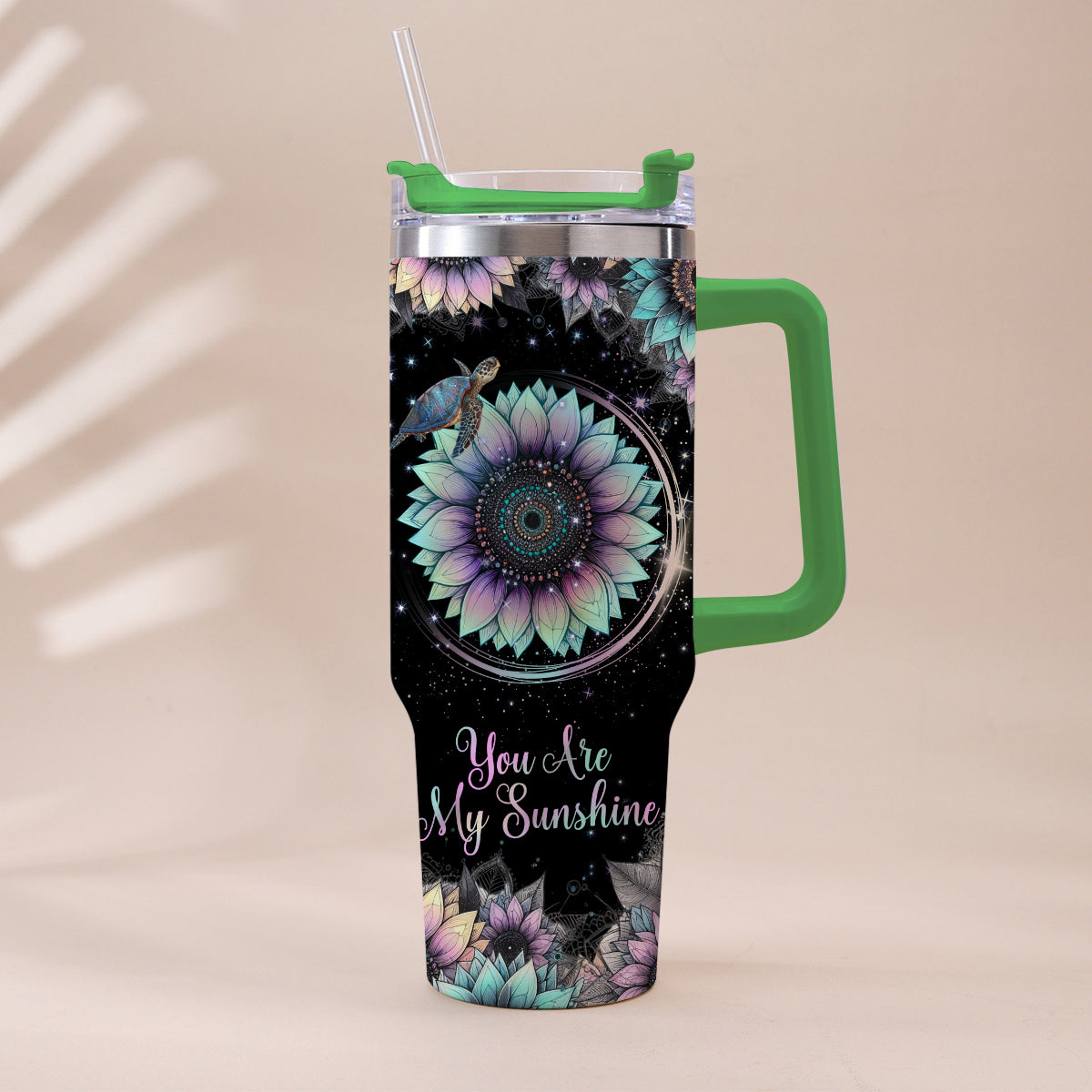 You Are My Sunshine - Personalized Turtle Tumbler With Handle
