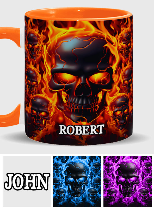 Melted Skull On Fire - Personalized Skull Accent Mug