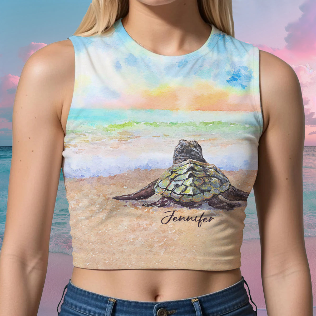 Love Turtles - Personalized Turtle Crop Tank Top