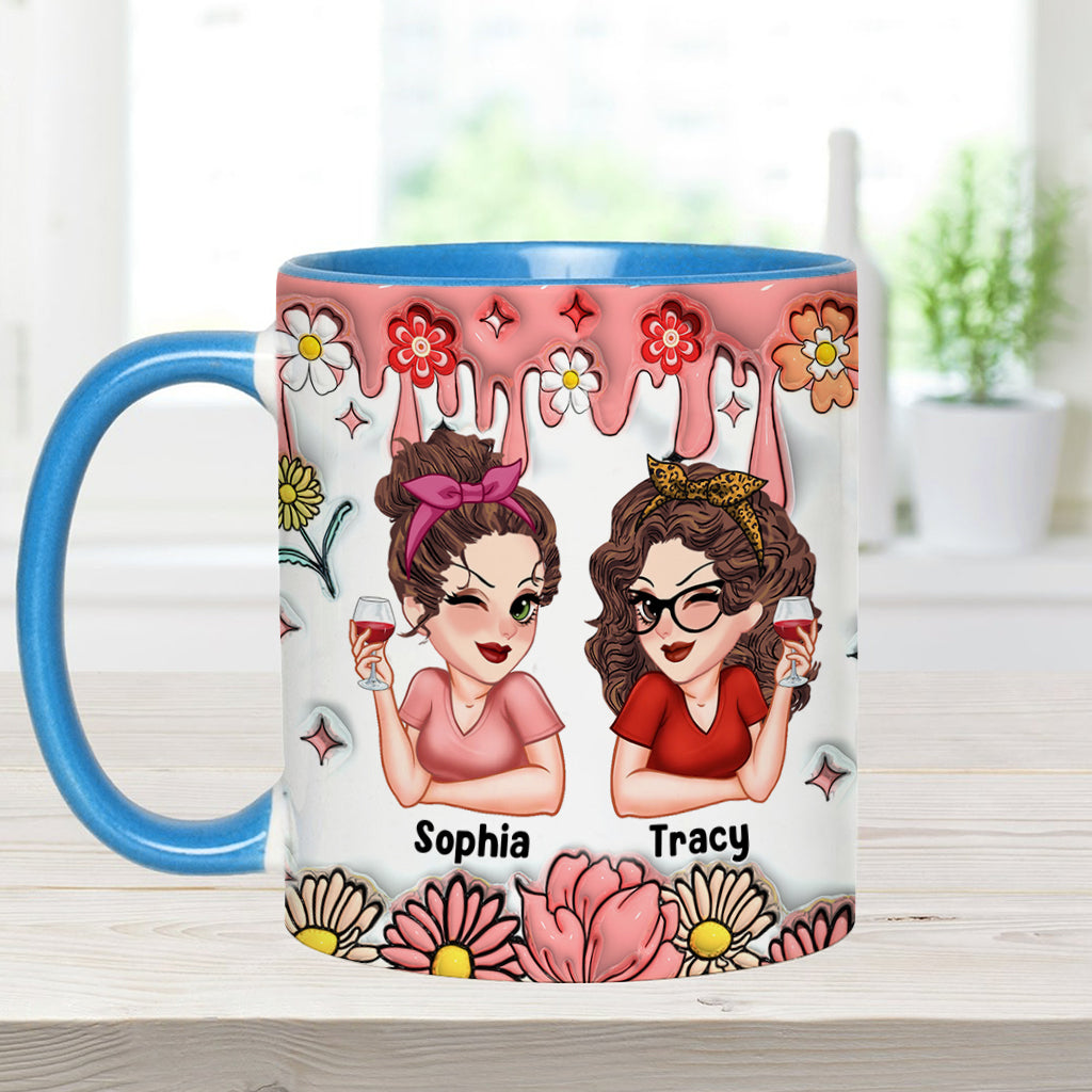 Besties Forever Floral - Personalized Bestie Accent Mug