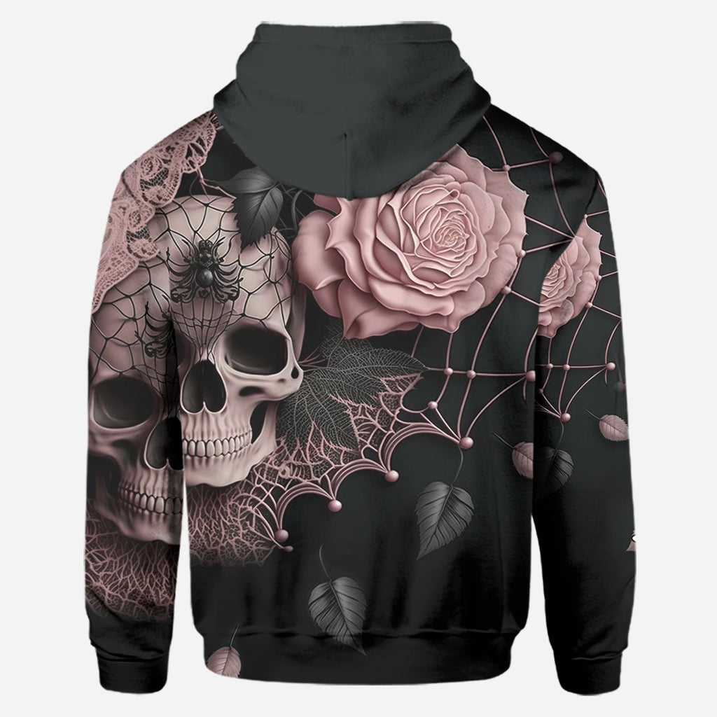 Roses And Skull - Personalized Skull Hoodie and Leggings