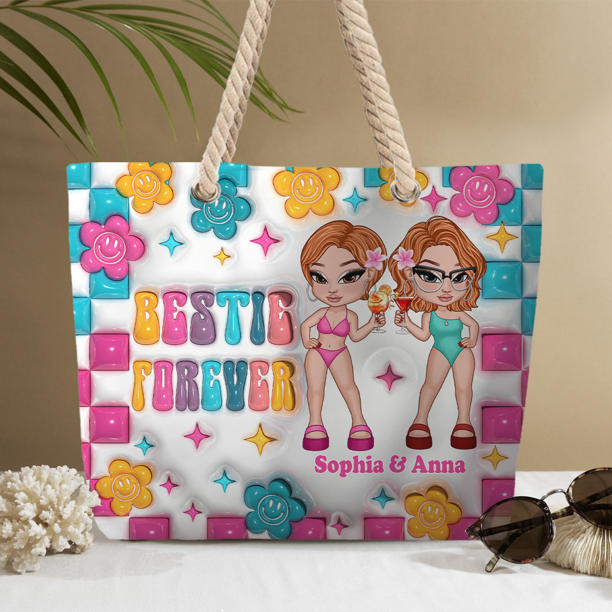 Bestie Forever - Personalized Bestie Beach Bag