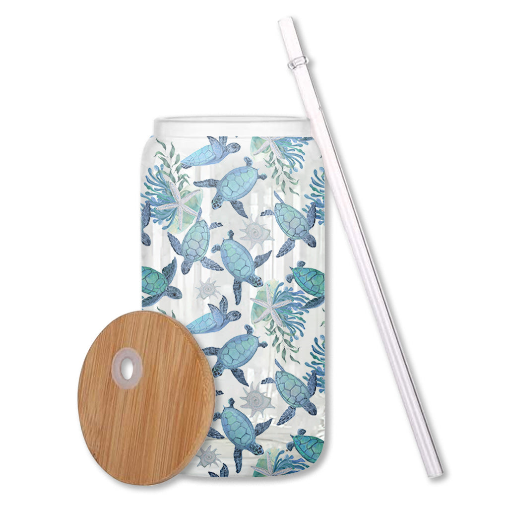 Cute Turtles - Personalized Turtle Can Glass