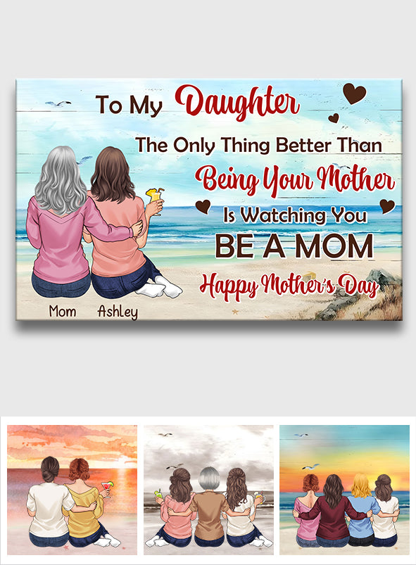 To My Daughter Vintage Tropical Sunset - Personalized Daughter Canvas And Poster