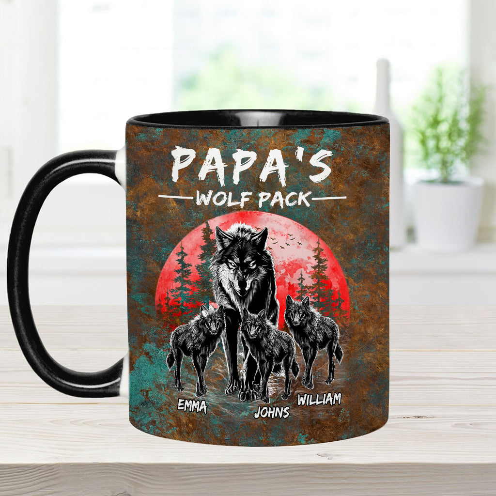 Grandpa's Wolf Pack - Personalized Father Accent Mug