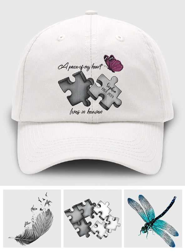 Memorial Butterfly Dragonfly Heaven Feather - Personalized Memorial Embroidered Classic Cap