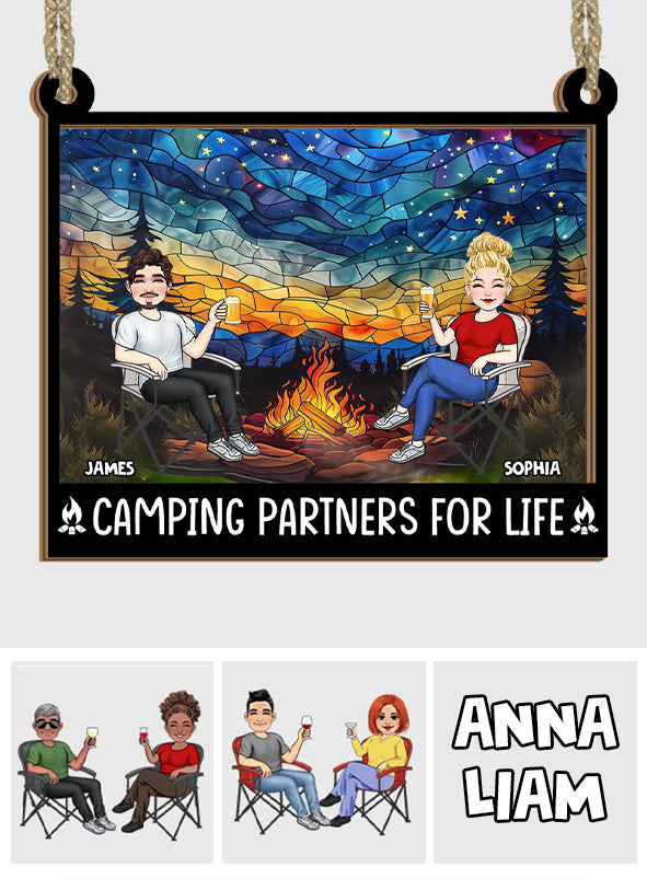 Camping Partners For Life - Personalized Camping 2 Layered Window Hanging Suncatcher