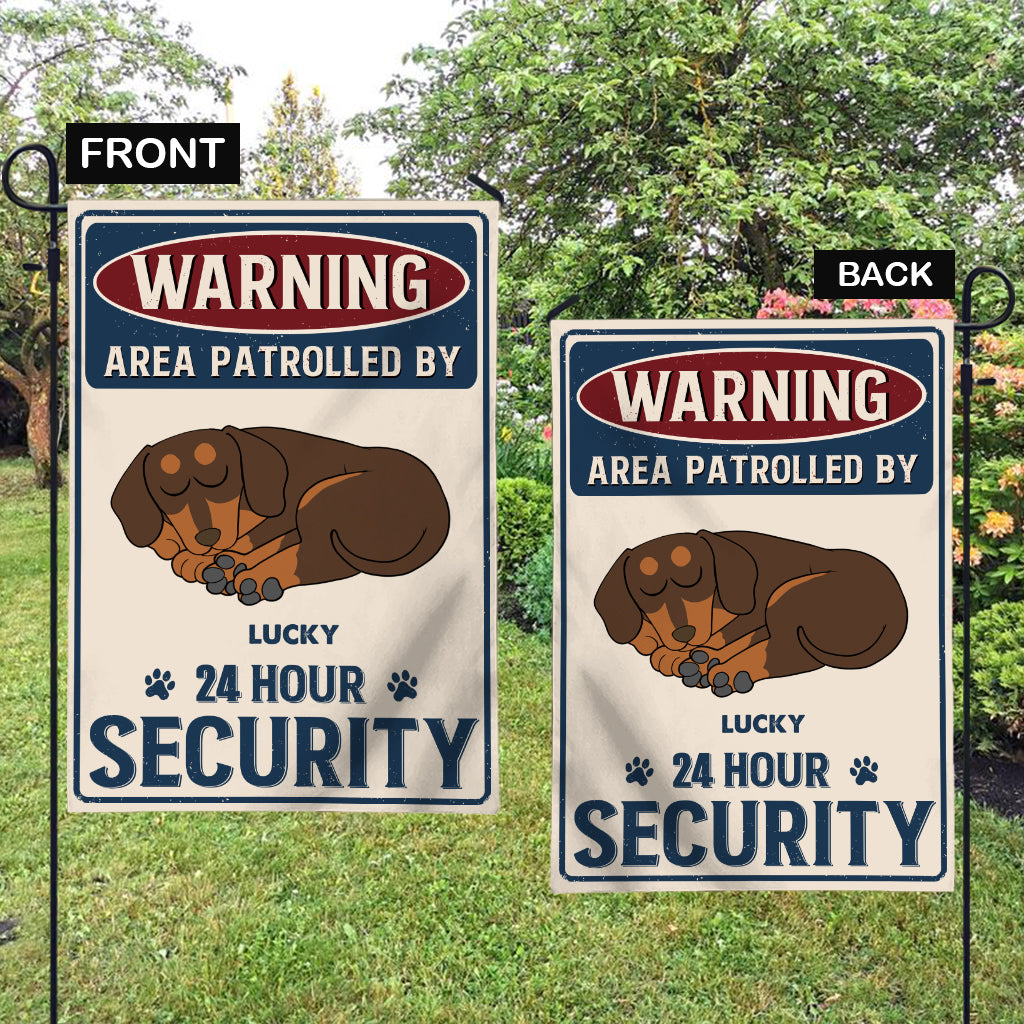 24 Hour Security - Personalized Dog Garden Flag