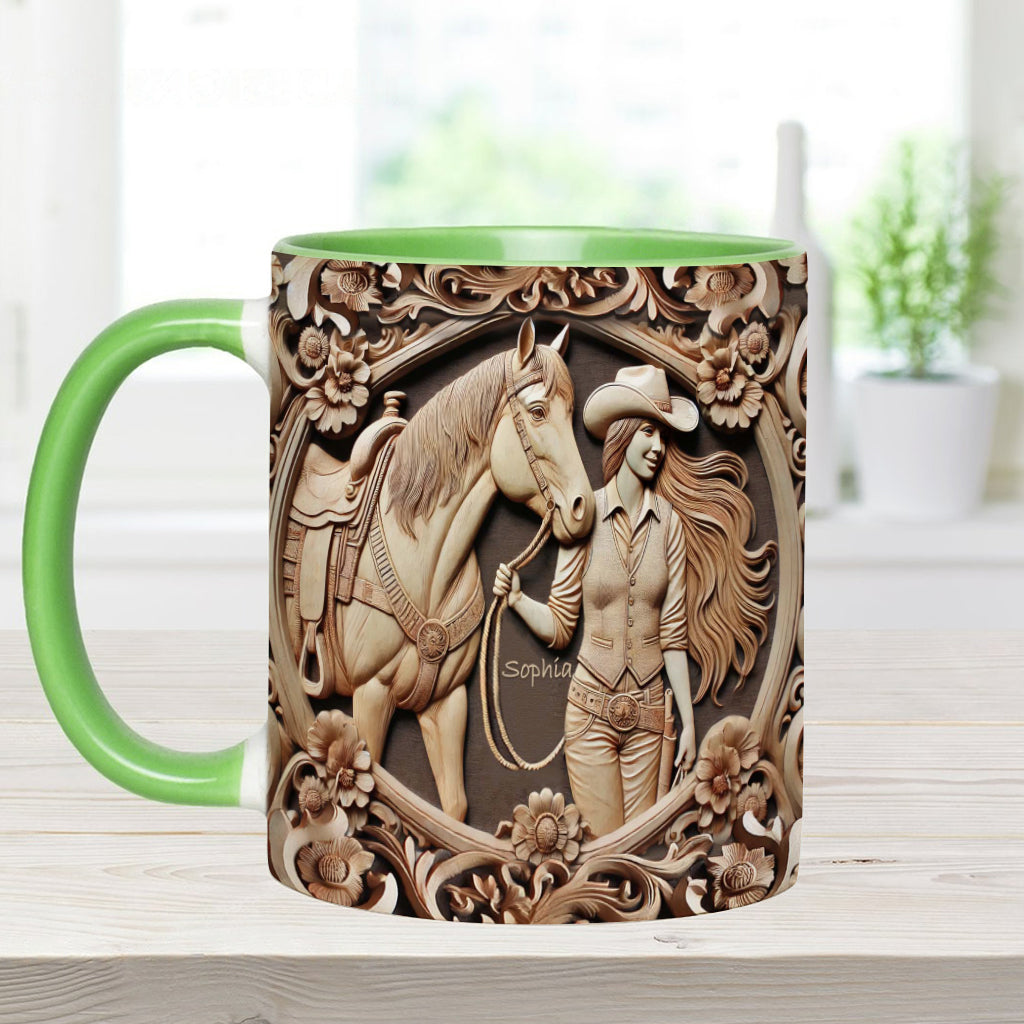 A Girl And Her Horse - Personalized Horse Accent Mug