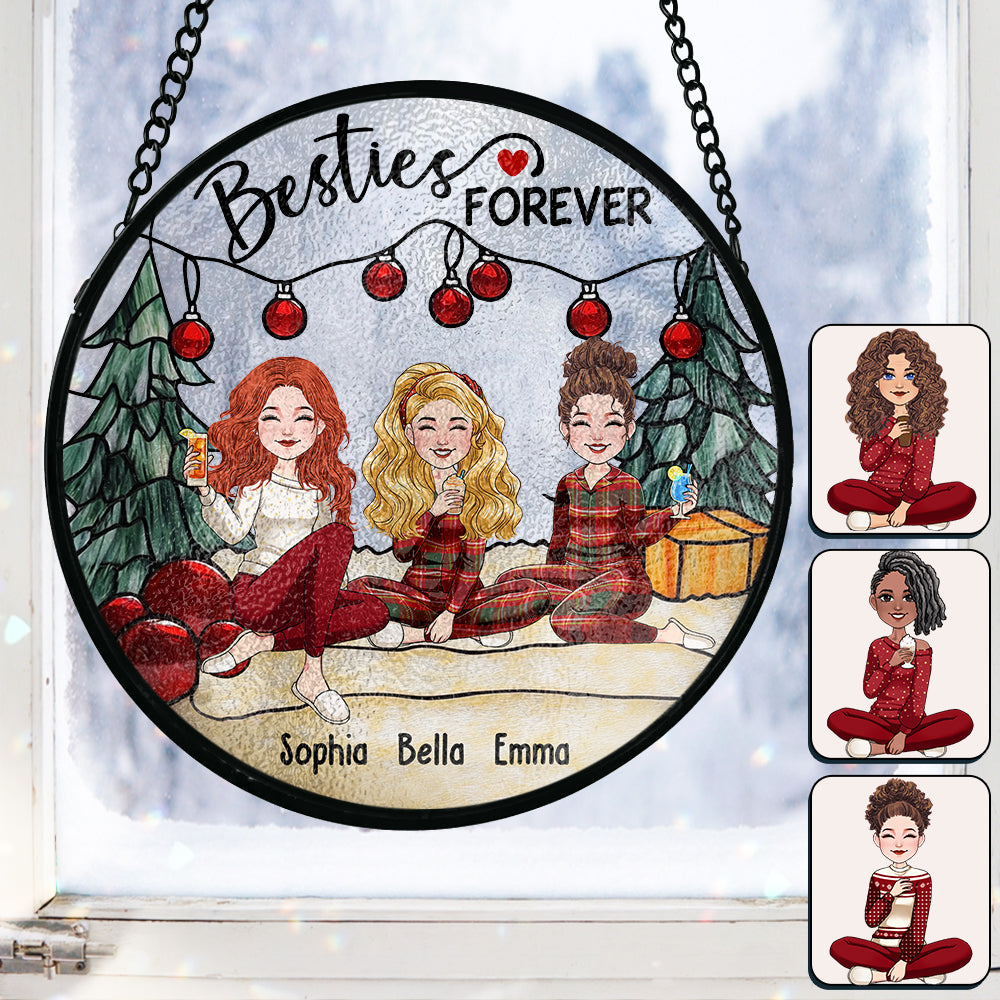 Sisters Forever - Personalized Bestie Stained Glass Suncatcher