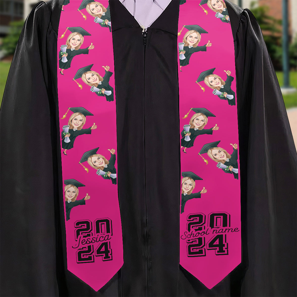 Caricature Funny Character - Personalized Graduation Graduation Stole