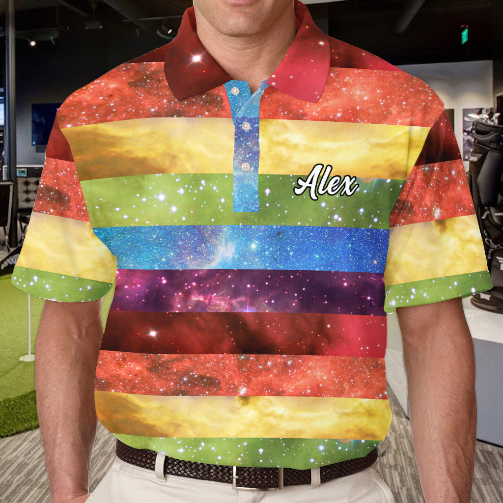 Pride Rainbow Galaxy - Personalized LGBT Support Polo Shirt