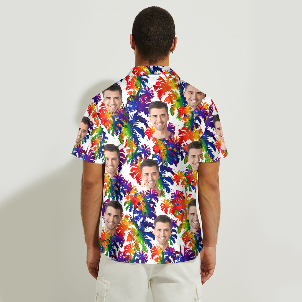 Colorful Palm Leaves Pride - Personalized LGBT Support Hawaiian Shirt