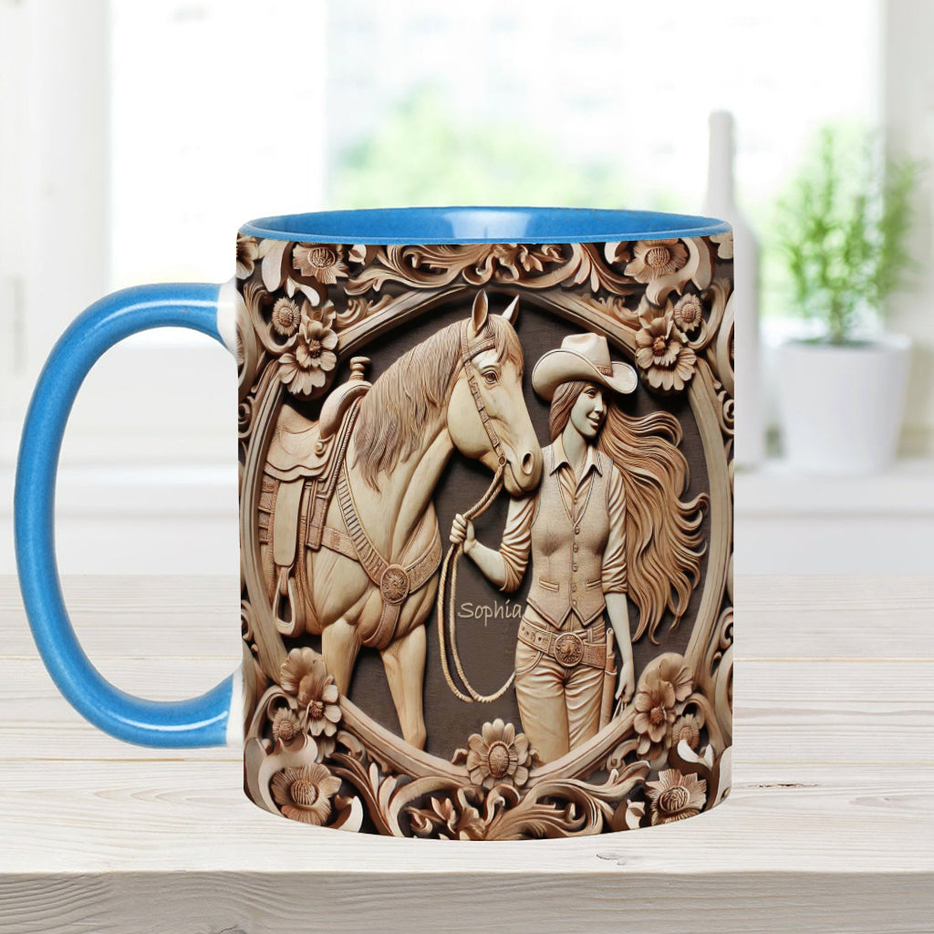 A Girl And Her Horse - Personalized Horse Accent Mug