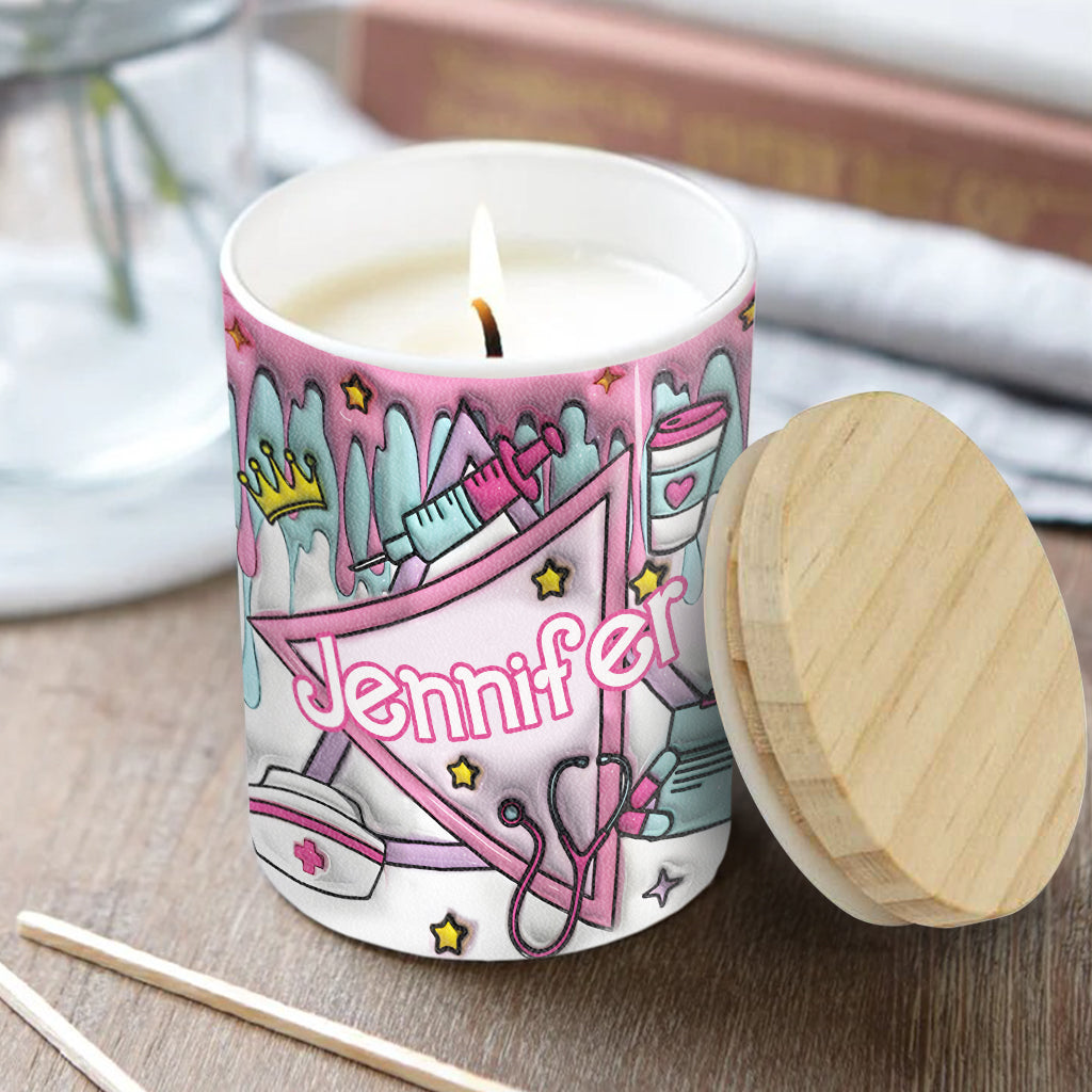 Look At You Becoming A Nurse And Stuff - Personalized Nurse Candle With Wooden Lid