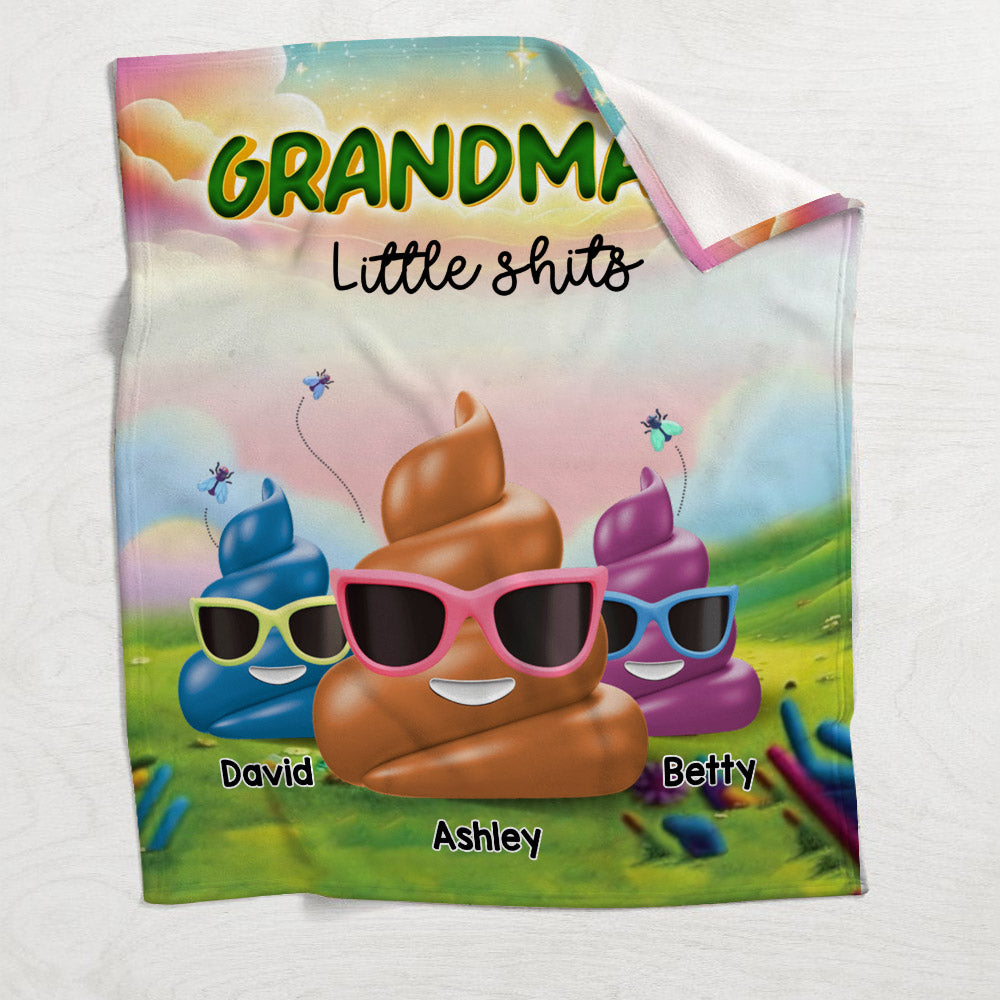Grandma's Little Shit - Personalized Grandma Blanket