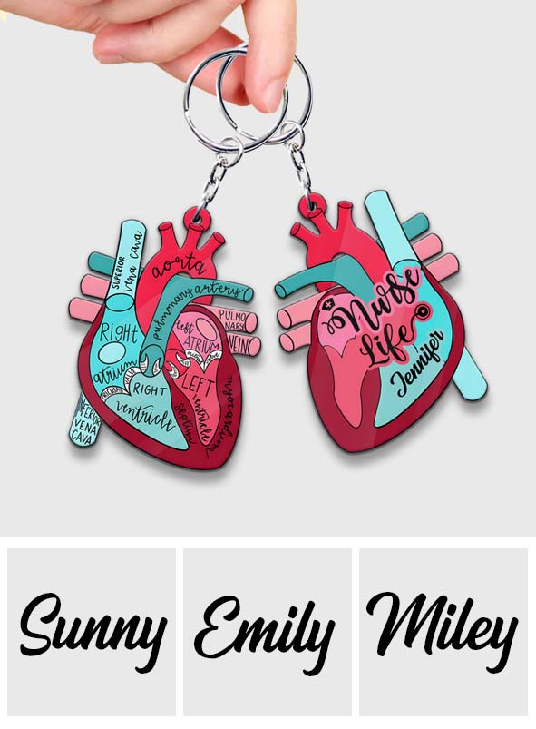 Nurse Life Heart Anatomy - Personalized Nurse Keychain