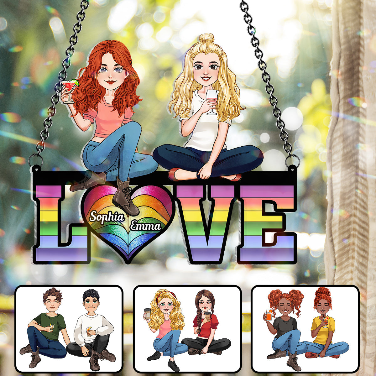 Love - Personalized LGBT Support Window Hanging Suncatcher Ornament