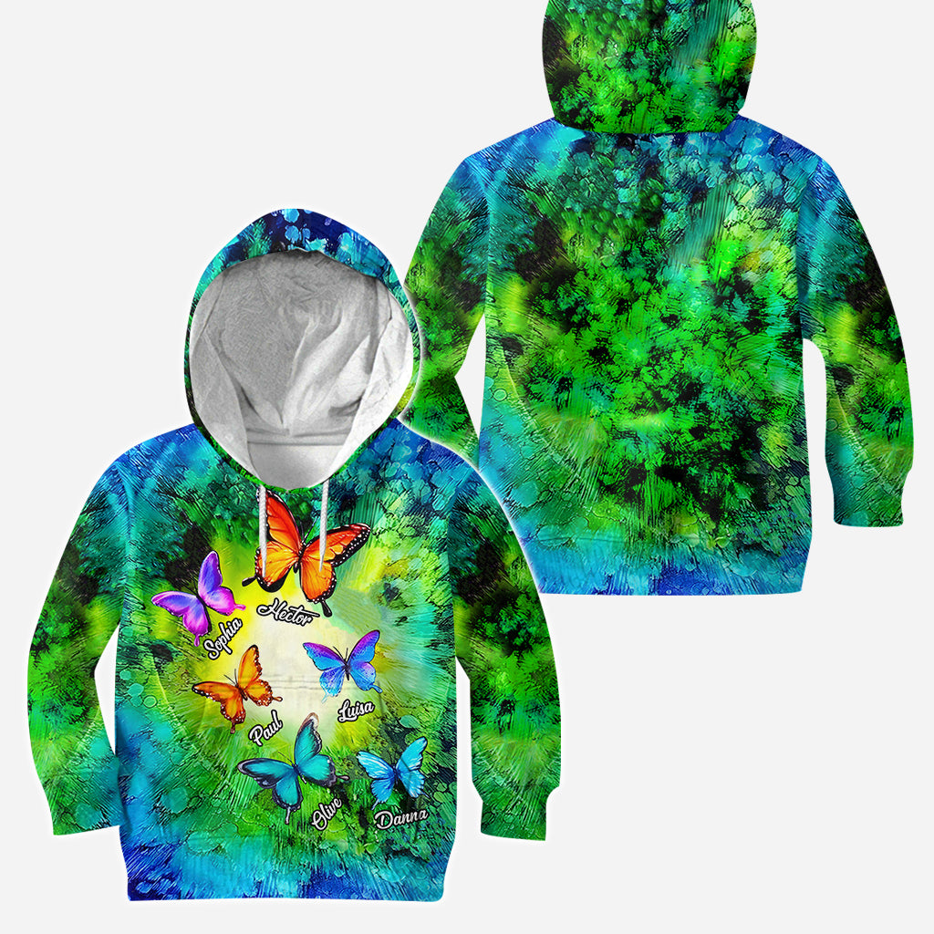 Love Being Grandma Beautiful Butterflies - Personalized Grandma Hoodie and Leggings