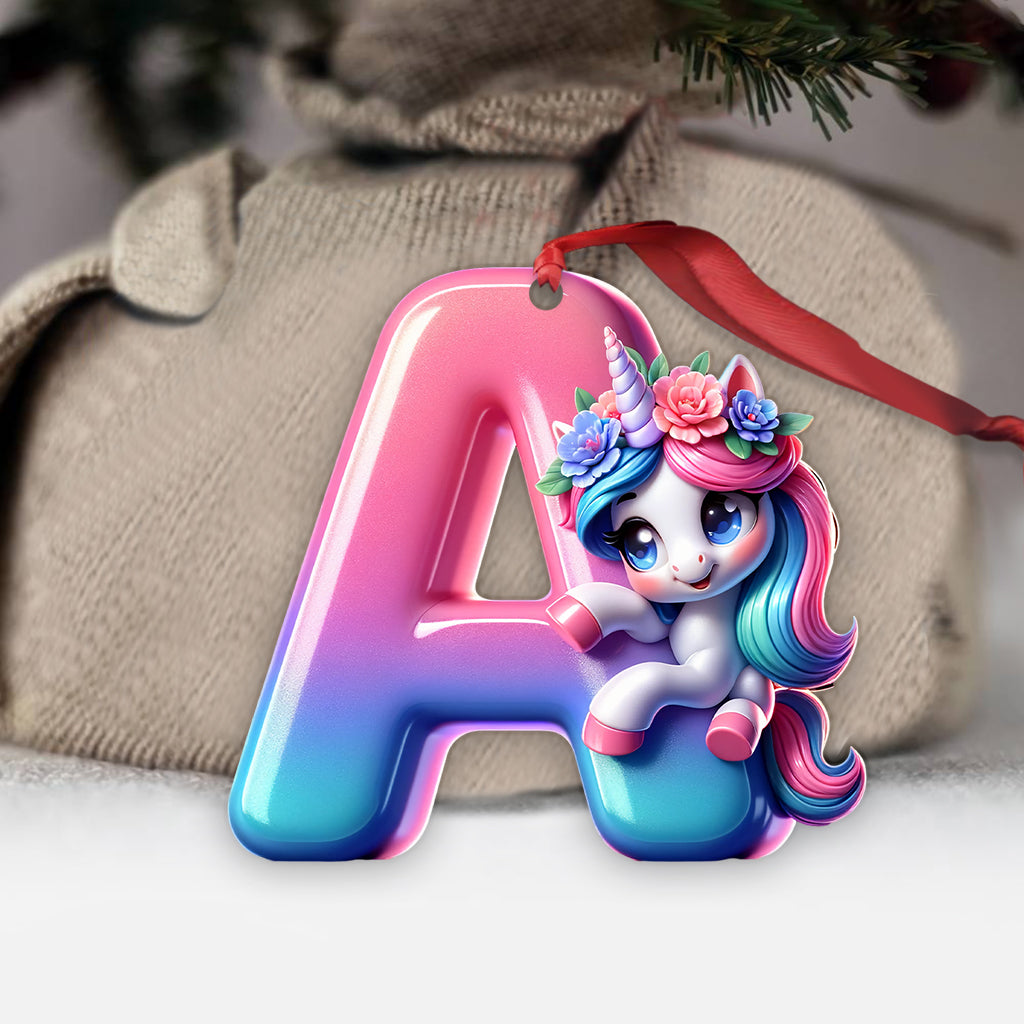Cute Unicorn Letter - Personalized Kid Ornament