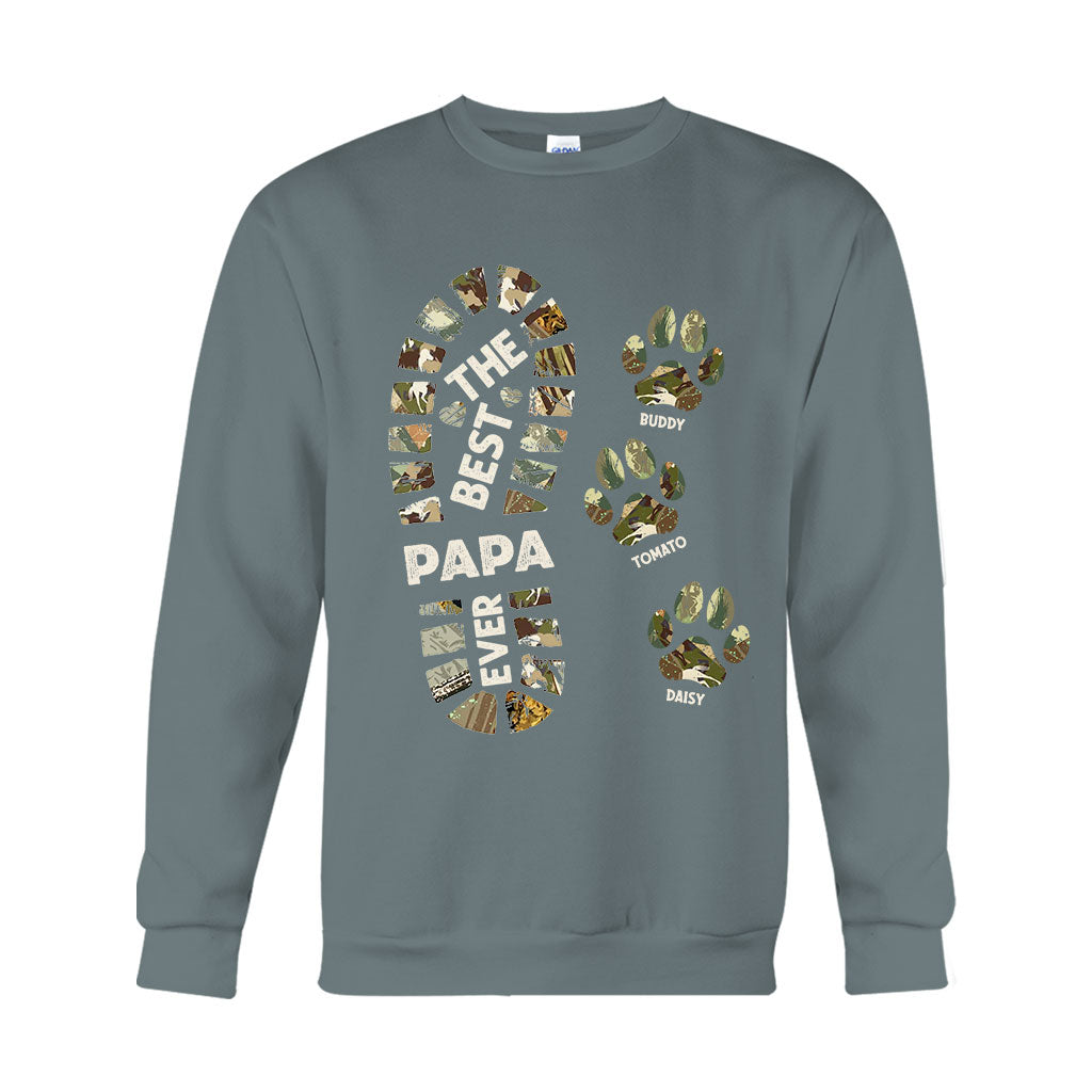 Dad Foot Print Paw Prints - Personalized Father T-shirt And Hoodie