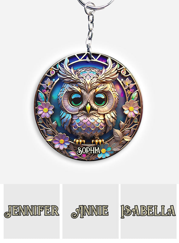 Colorful Owl - Personalized Owl Keychain
