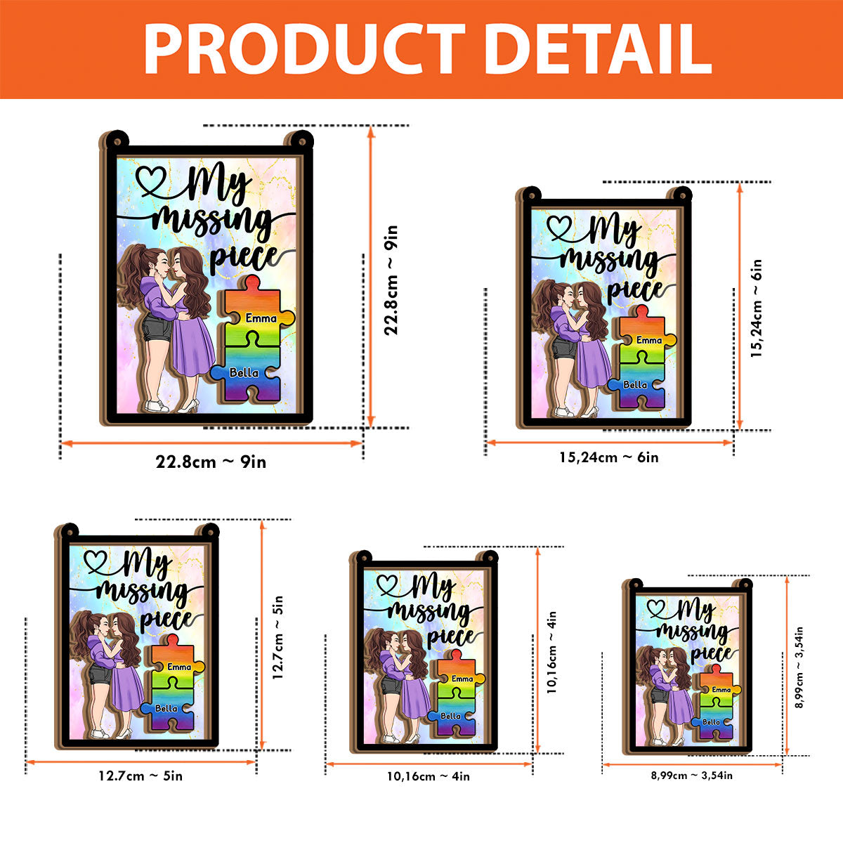 You Are My Missing Piece - Personalized LGBT Support 2 Layered Window Hanging Suncatcher